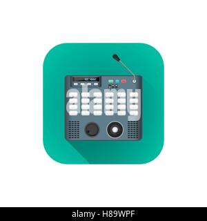 vector flat style colorful design surveillance security control panel illustration turquoise rounded square icon isolated white  Stock Vector