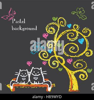 Cats On Pastel Background Stock Vector Image Art Alamy