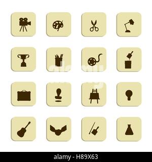 Fine arts icon set in black, vector Stock Vector