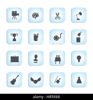 Fine arts icon set in black, vector Stock Vector