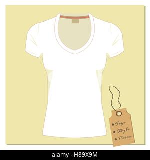 White t-shirt design, with a label, vector. Stock Vector