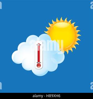 red thermometer icon cloud sun weather meteorology vector illustration eps 10 Stock Vector