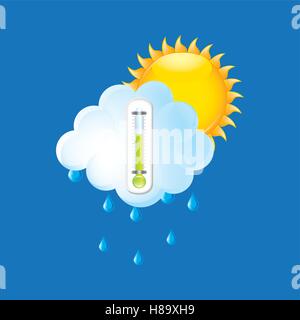 weather forecast rain sun. thermometer green icon vector illustration eps 10 Stock Vector