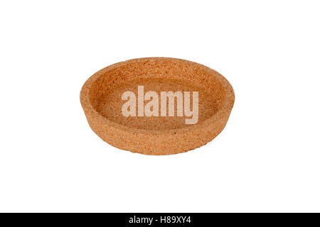 Side view of round blank cork card board beermat or drink coaster, isolated on white background. Stock Photo