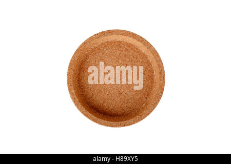 Top view of round blank cork card board beermat or drink coaster, isolated on white background. Stock Photo