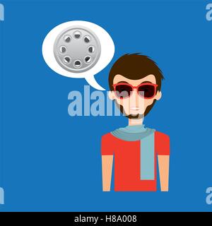 man hipster concept movie cinema film reel icon vector illustration eps 10 Stock Vector