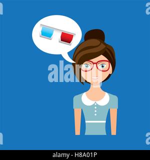 beautiful girl concept cinema movie glasses icon vector illustration eps 10 Stock Vector