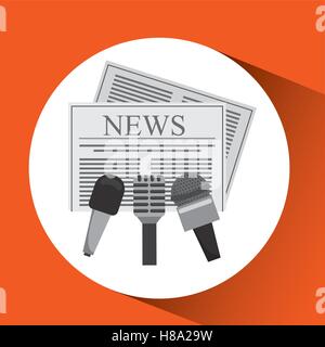 news hands reporter microphone and tape recorder vector illustration eps 10 Stock Vector