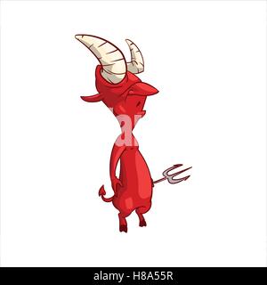Colorful vector illustration of a cartoon red demon, imp or devil Stock Vector