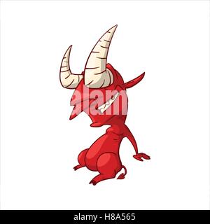 Colorful vector illustration of a cartoon red demon, imp or devil Stock Vector