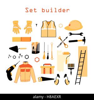 Vector set elements for building and repair isolated on a white background Stock Vector