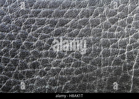 Macro shot of a black leather surface. Stock Photo