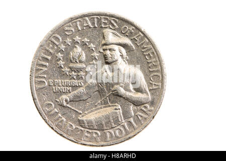 coin in a quarter of the US dollar Stock Photo