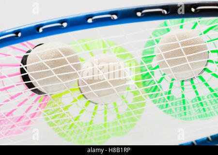colorful shuttlecocks for badminton close up Stock Photo