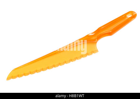 plastic knife on a white background Stock Photo