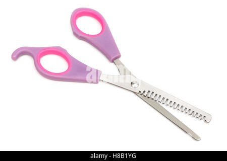 stainless scissors for cutting out on a white background Stock Photo