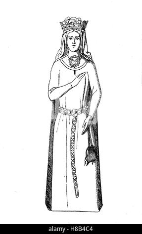 Berengaria of Navarre, c. 1165?1170 ? 23 December 1230, was Queen of England as the wife of Richard the Lionheart, History of fashion, costume story Stock Photo