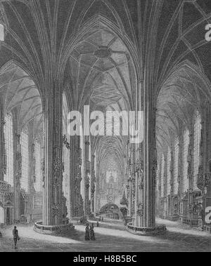 Inside St. Stephen's Cathedral Vienna Austria Woodcut 1892 Stock Photo