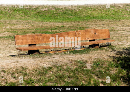 wooden bench, close up Stock Photo