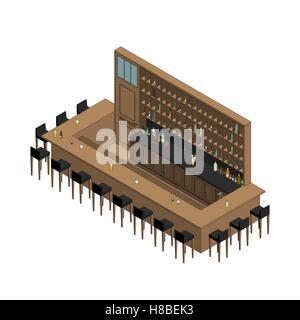 Isometric interior of bar Stock Vector