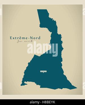 Modern Map - Extreme Nord CM Stock Vector