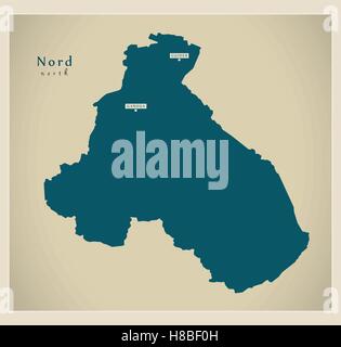 Modern Map - Nord CM Stock Vector