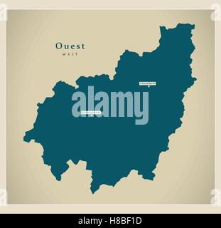 Modern Map - Ouest CM Stock Vector