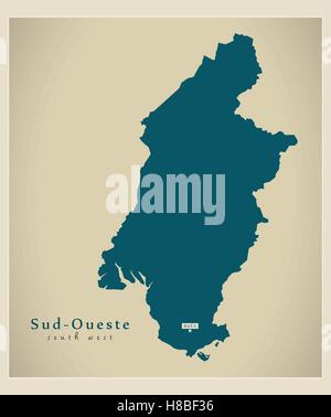 Modern Map - Sud Oueste CM Stock Vector