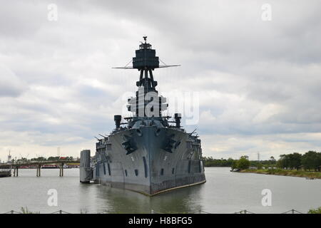 The Battleship Texas in Houston, Texas. The last World War One Dreadnought Battleship. Stock Photo