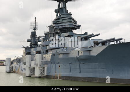 The Battleship Texas in Houston, Texas. The last World War One Dreadnought Battleship. Stock Photo