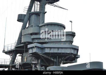 The Battleship Texas in Houston, Texas. The last World War One Dreadnought Battleship. Stock Photo