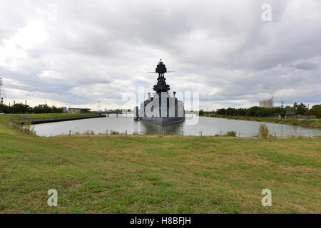 The Battleship Texas in Houston, Texas. The last World War One Dreadnought Battleship. Stock Photo