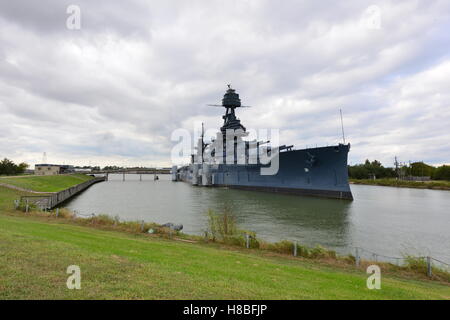 The Battleship Texas in Houston, Texas. The last World War One Dreadnought Battleship. Stock Photo