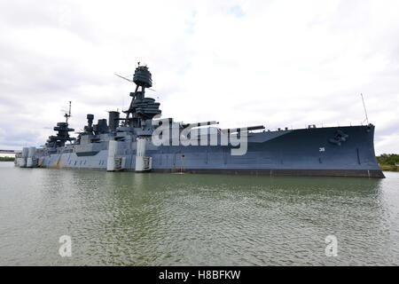 The Battleship Texas in Houston, Texas. The last World War One Dreadnought Battleship. Stock Photo