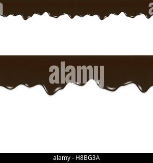 Oil Drips. Black Liquid Crude. Seamless Border Stock Vector
