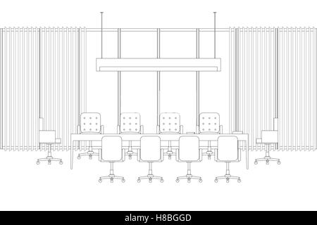 Meeting room line interior Stock Vector