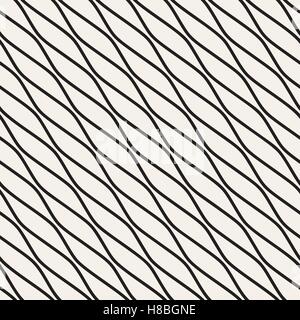 Vector Seamless Black and White Diagonal Wavy Lines. Abstract Geometric Background Design Stock Vector