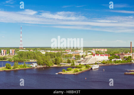 Vyborg, city views, horizons and Bay from height of Vyborg fortress, Leningrad region, Saint-Petersburg, Russia. Summer day Stock Photo