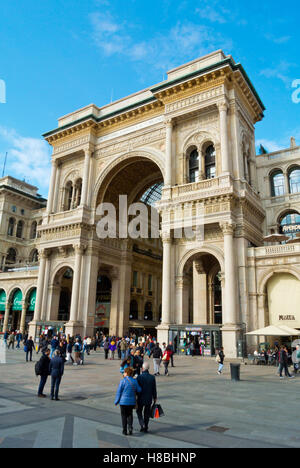 Piazza del Duomo, with facade of Galleria Vittorio Emanuele II, Milan, Lombardy, Italy Stock Photo