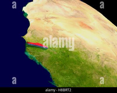 Map of Gambia with embedded flag on planet surface. 3D illustration ...