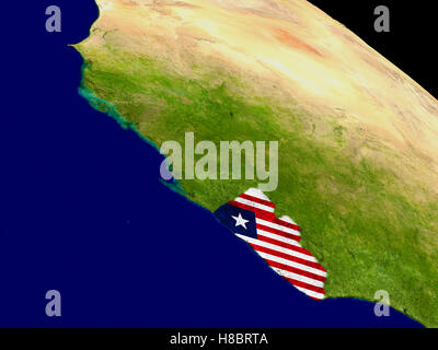 Map of Liberia with embedded flag on planet surface. 3D illustration ...