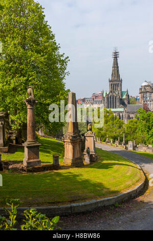 Looking towards St Mungo's cathedral in Glasgow from the eastern Necropolis Stock Photo