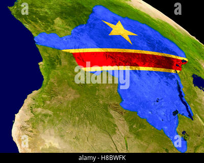Democratic Republic of the Congo - borders and flag - 3D illustration ...