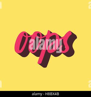 Oops hahd draw lettering calligraphy on yellow background with shadow. Vector illustration isolated. Stock Vector
