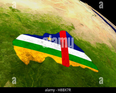 Map of Central Africa with embedded flag on planet surface. 3D ...