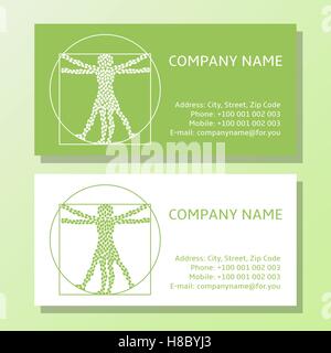 Business card template set. Ecological concept sign. Environment, eco products, organic food, vegan theme business card template Stock Vector