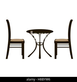shablonTable and a pair of chairs. Vector illustration. for cafe, furniture shop Stock Vector