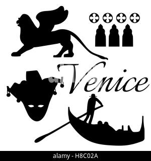 Venice flat icons. Stock Vector