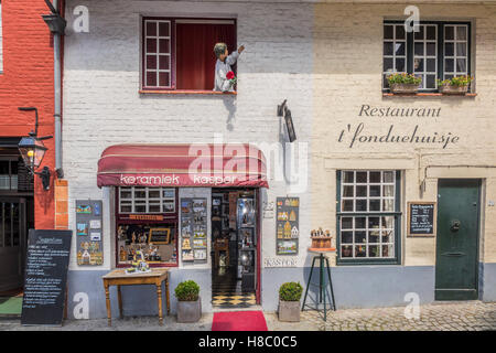 Traditional Restaurant In Old Town Bruges Belgium Stock Photo