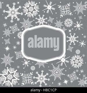 Christmas holiday background with silver and white snowflakes frame Stock  Photo - Alamy